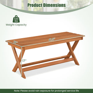 2-Seat Wooden Garden Patio Bench with X-Shaped Legs-1 Piece