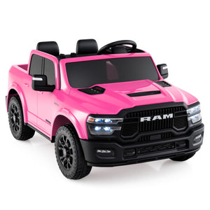 2 Seater 24V Ride on Toy for Big Kids Licensed Ram Truck with Remote and Music-Pink