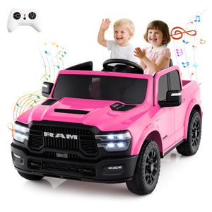 2 Seater 24V Ride on Toy for Big Kids Licensed Ram Truck with Remote and Music-Pink