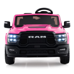 2 Seater 24V Ride on Toy for Big Kids Licensed Ram Truck with Remote and Music-Pink