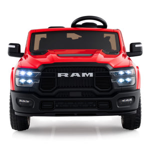 2 Seater 24V Ride on Toy for Big Kids Licensed Ram Truck with Remote and Music-Red