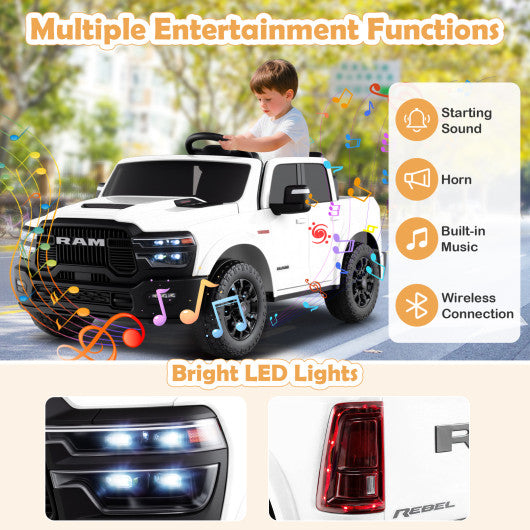 2 Seater 24V Ride on Toy for Big Kids Licensed Ram Truck with Remote and Music-Red