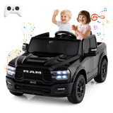 2 Seater 24V Ride on Toy for Big Kids Licensed Ram Truck with Remote and Music-Black