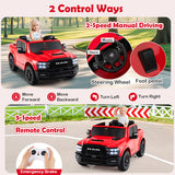 2 Seater 24V Ride on Toy for Big Kids Licensed Ram Truck with Remote and Music-Red
