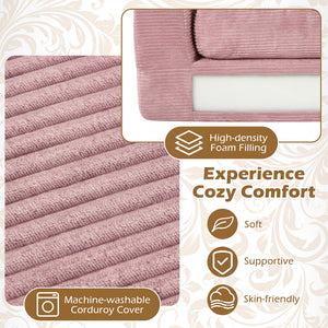 2-Seater Floor Couch Loveseat Foam Sofa with Removable Corduroy Cover-Pink