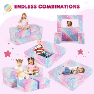 2 Seater Kids Play Couch with Removable and Machine Washable Flannel Cover-Color