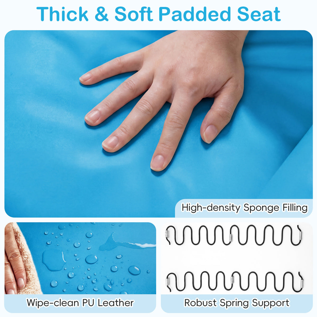 2-Seater Kids Recliner Double Toddler Sofa Chair with 2 Cup Holders-Blue