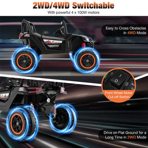 2-Seater Kids Ride on UTV with 2.4G Remote Control for over 3 Years Old Children-Black