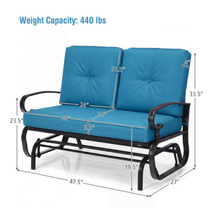 2 Seats Outdoor Swing Glider Chair with Comfortable Cushions-Beige