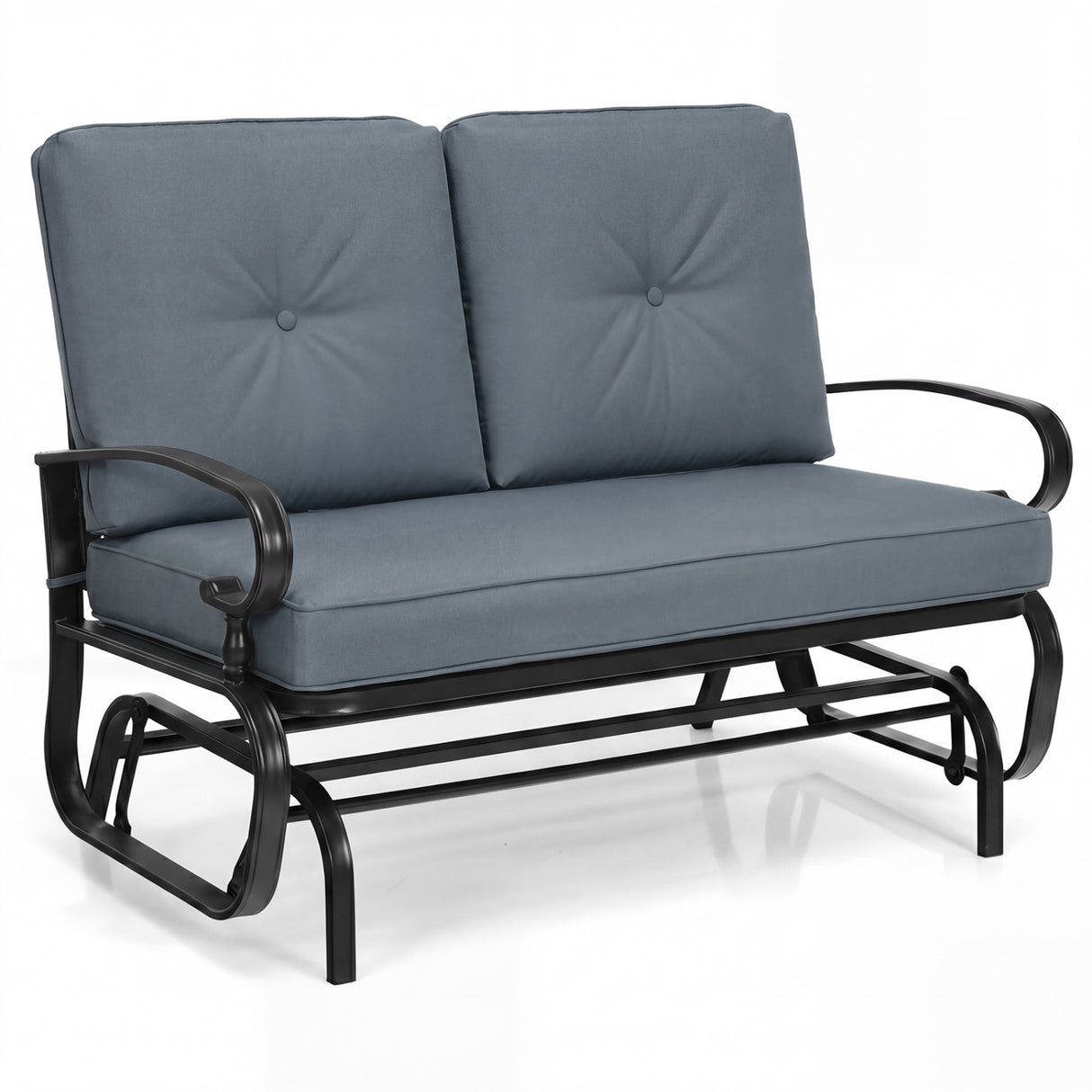 2 Seats Outdoor Swing Glider Chair with Comfortable Cushions-Gray