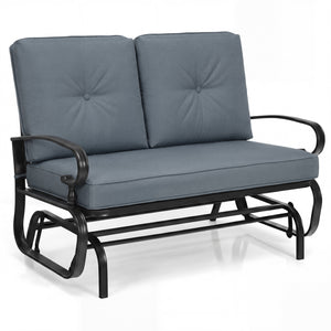 2 Seats Outdoor Swing Glider Chair with Comfortable Cushions-Gray