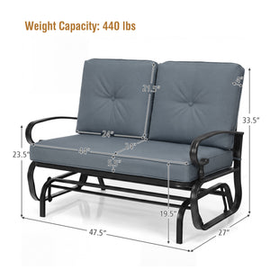 2 Seats Outdoor Swing Glider Chair with Comfortable Cushions-Gray