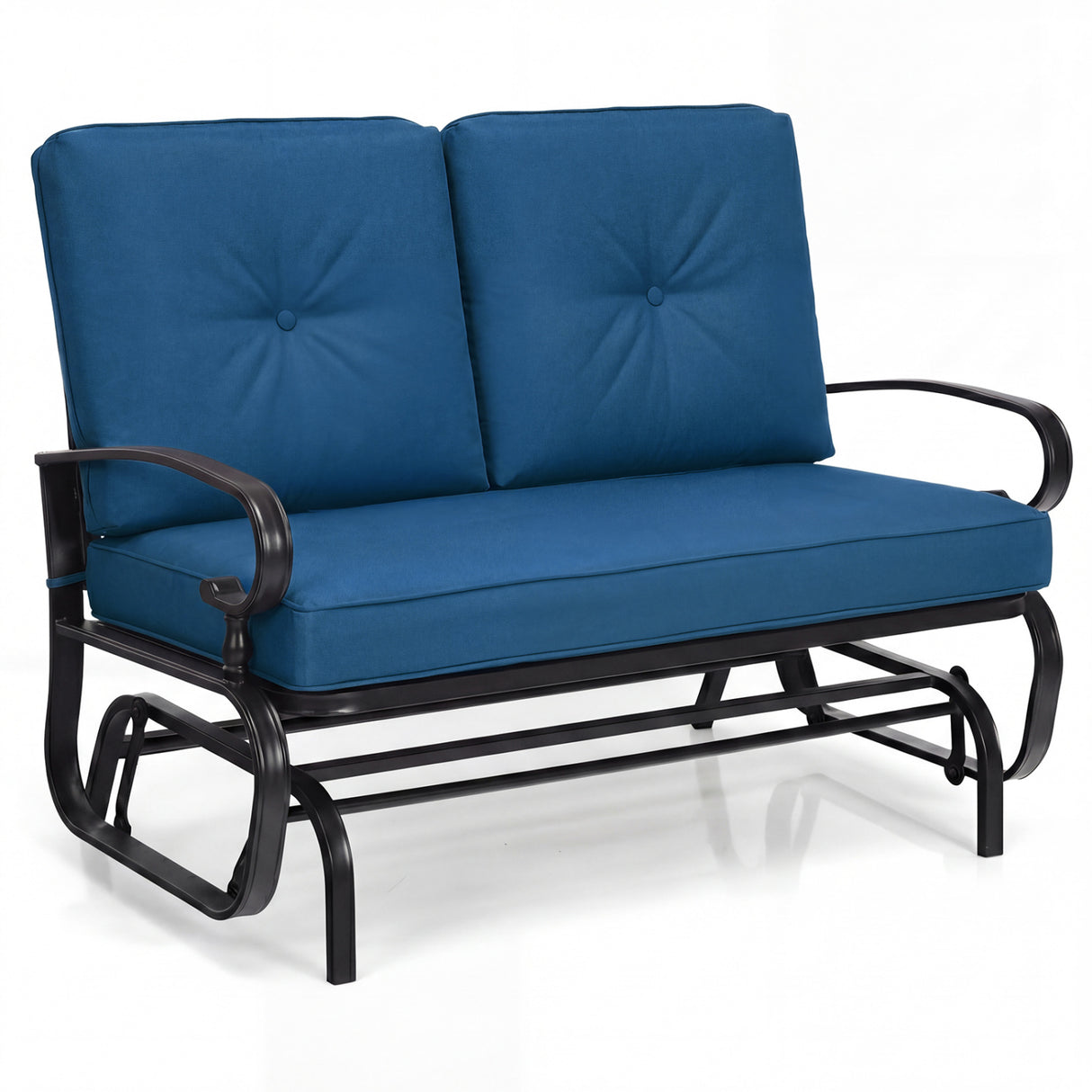 2 Seats Outdoor Swing Glider Chair with Cushions-Navy