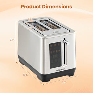 2 Slice Toaster with 6 Browning Levels and 4 Bread Types-Silver