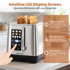 2 Slice Toaster with 6 Browning Levels and 4 Bread Types-Silver