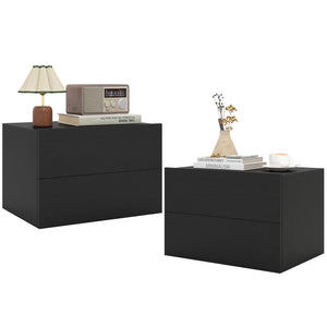 2 Storage Drawers Wall Mounted Floating Nightstand for Bedroom-Black
