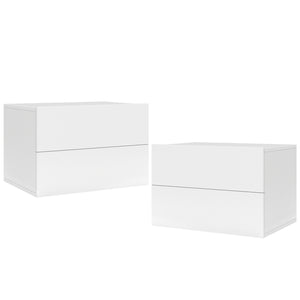 2 Storage Drawers Wall Mounted Floating Nightstand for Bedroom-White