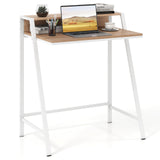 2 Tier Computer Desk PC Laptop Table Study Writing Home Office Workstation New-Walnut