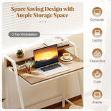 2 Tier Computer Desk PC Laptop Table Study Writing Home Office Workstation New-Walnut