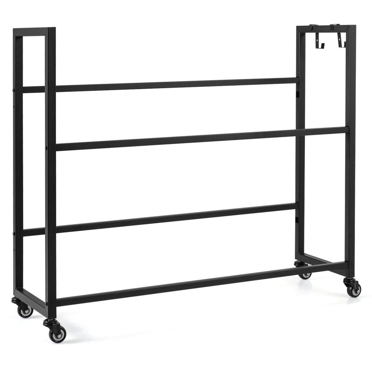 2-Tier Drink Crate Rack with 4 Universal Wheels for Beer and Water Kitchen and Bar-Black