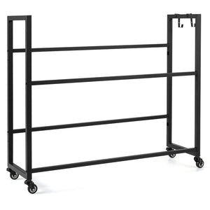 2-Tier Drink Crate Rack with 4 Universal Wheels for Beer and Water Kitchen and Bar-Black