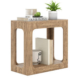 2-Tier End Table with Storage Shelf for Living Room-Oak