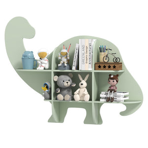 2-Tier Floating Dinosaur Kids Bookshelf for Children-Green