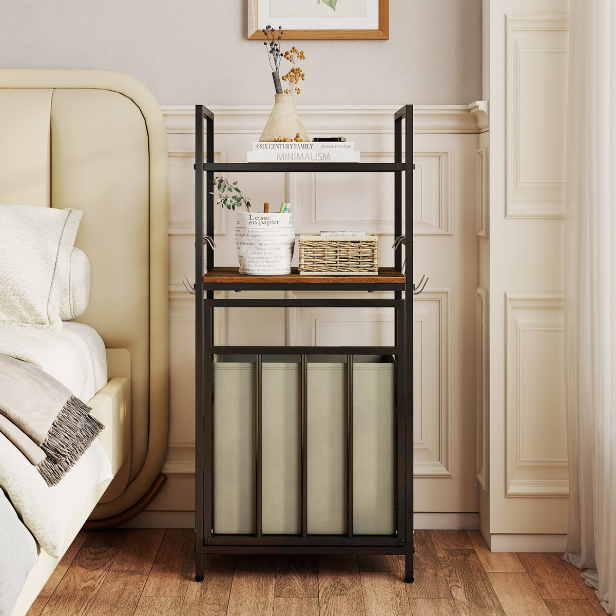 2-Tier Laundry Hamper with Tilt-out Basket-Black