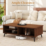 Farmhouse Coffee Table Rustic Cocktail Center Table with Thickened Tabletop-Walnue