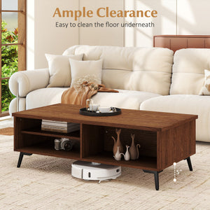 Farmhouse Coffee Table Rustic Cocktail Center Table with Thickened Tabletop-Walnue