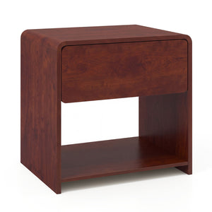 2-Tier Modern Style Nightstand with Drawer and Open Shelf for Bedroom-Walnut