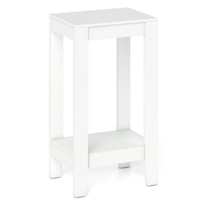 2-Tier Nightstand End Side Wooden Legs Table for Bedroom-White