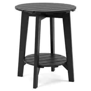 2-Tier Outdoor Eucalyptus Wood Side Table with Slatted Tabletop and Storage Shelf for Backyard-Black