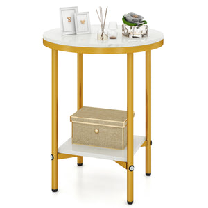 2-Tier Round Coffee Table with Storage Shelf-2