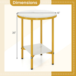 2-Tier Round Coffee Table with Storage Shelf-2