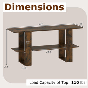 2-Tier TV Stand with Storage for TVs up to 55 Inch Console Table with Open Shelf-Rustic Brown