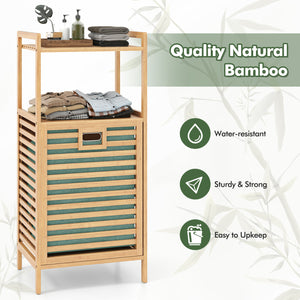 2-Tier Tilt out Laundry Hamper with Foldable and Removable Basket-Green