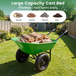2 Tire Heavy-duty Dolly Utility Cart Wheelbarrow Garden Cart-Light Green