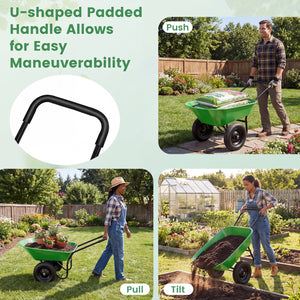 2 Tire Heavy-duty Dolly Utility Cart Wheelbarrow Garden Cart-Light Green