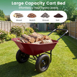 2 Tire Heavy-duty Dolly Utility Cart Wheelbarrow Garden Cart-Red