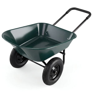 2 Tire Wheelbarrow Garden Cart Heavy-duty Dolly Utility Cart-Green