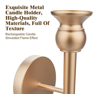 2-Pack Golden Candle Holder Torch Wall Light, Electronic Candle Wall Scone