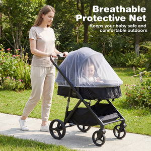 2 in 1 Baby Stroller with Bassinet Mode High Landscape with Reversible Seat and Canopy-Black