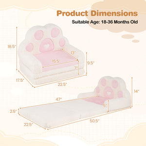2-in-1 Convertible Kids Sofa to Lounger with Removable Cover-Pink