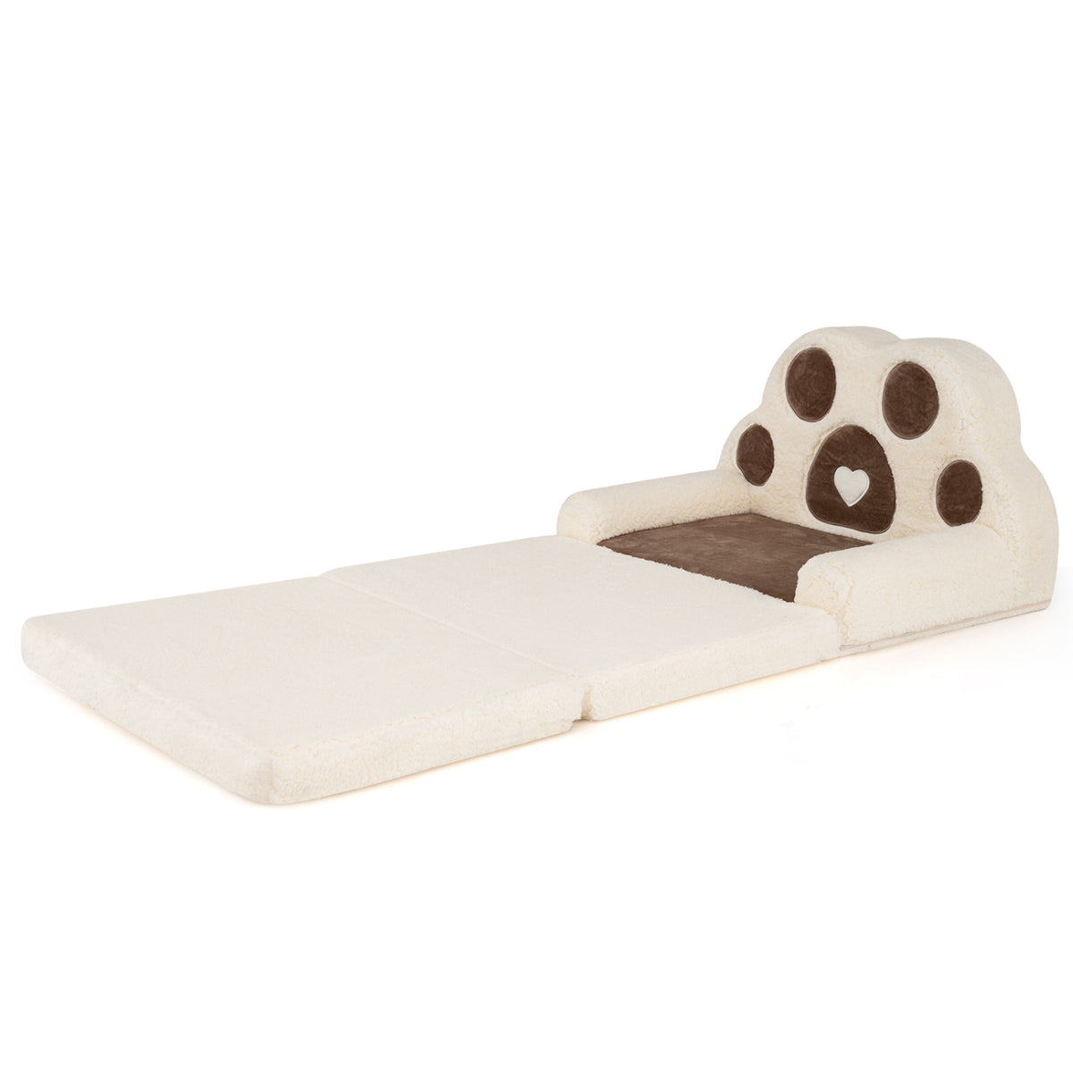 2-in-1 Convertible Kids Sofa to Lounger with Removable Cover-Brown