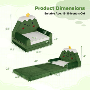 2-in-1 Convertible Kids Sofa to Lounger with Christmas Patterns-Green