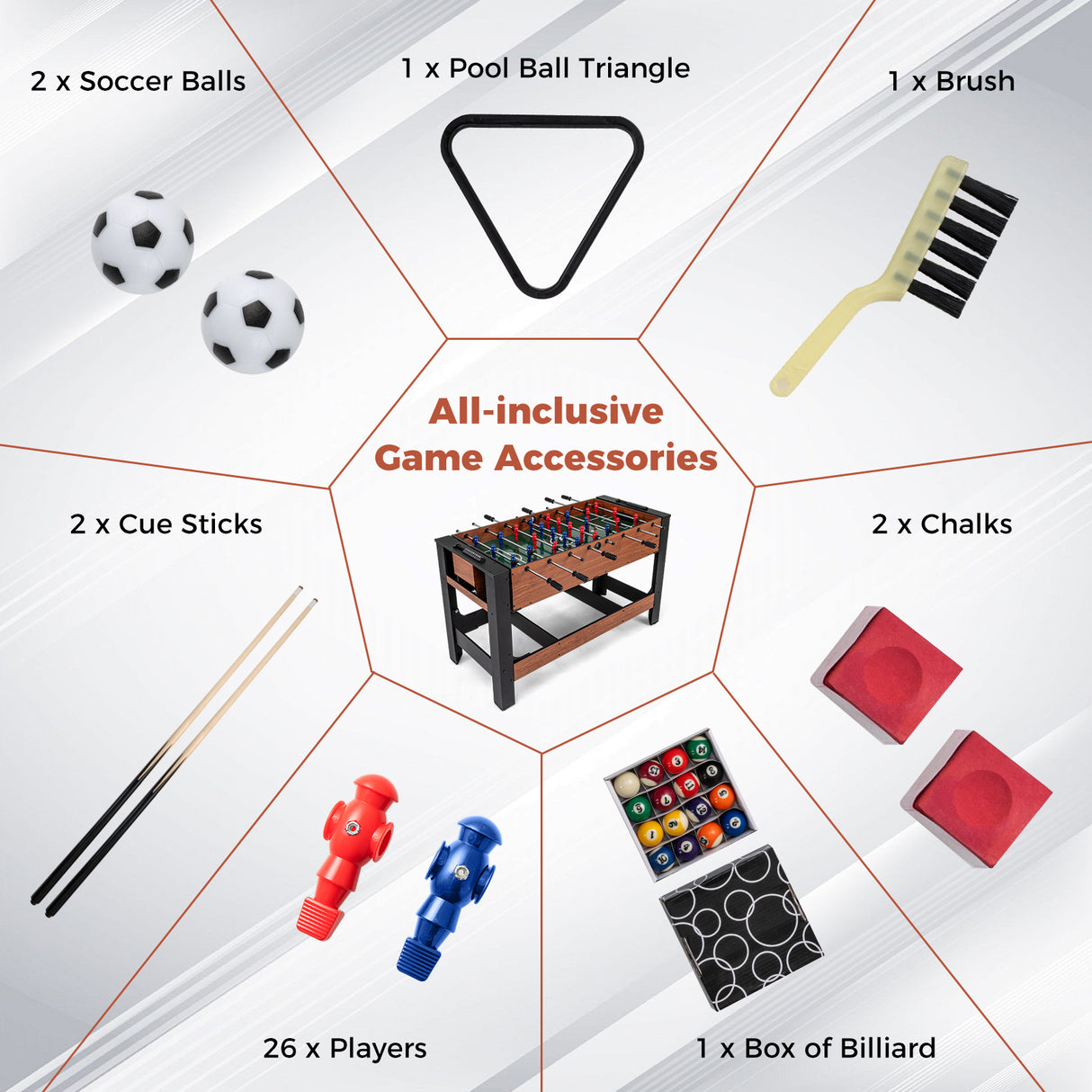 2-in-1 Full Size Foosball and Pool Combo Table with Legs-Black & Brown