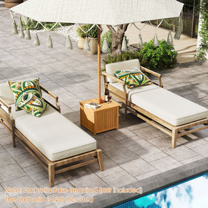 2-in-1 Outdoor Side Table with Storage Acacia Wood Slatted Coffee Table Square Slatted End Storage Box
