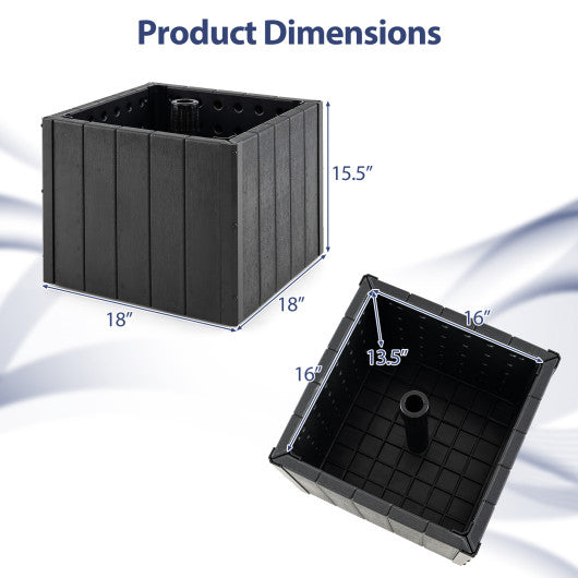 2-in-1 Outdoor Umbrella Base Planter Patio Umbrella Stand with Flower Box-Black