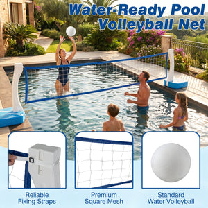 2-in-1 Pool Basketball Hoop and Pool Volleyball Net with Weighted Base